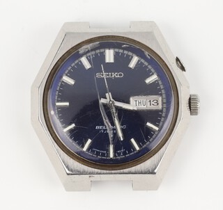 A mid-Century steel cased Seiko Bell-Matic day date alarm wristwatch, the 40mm octagonal case numbered 510252 