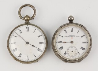 A Continental silver key wind pocket watch, the 40mm case numbered 6961, a ditto the 40mm case numbered 117298 and the movement inscribed Celebrated Climax H.Samuel 