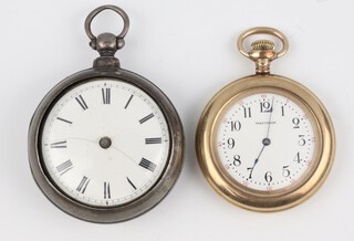 A Victorian silver key wind pair cased pocket watch London 1860, 48mm together with a gilt cased Waltham pocket watch with red 5 minute markers 45mm 