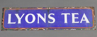 A "Lyons Tea" blue and white enamelled advertising sign 18cm h x 68cm w