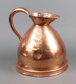 A 19th Century 2 gallon copper harvest measure marked I Elliot Lewes, 32cm x 29cm 