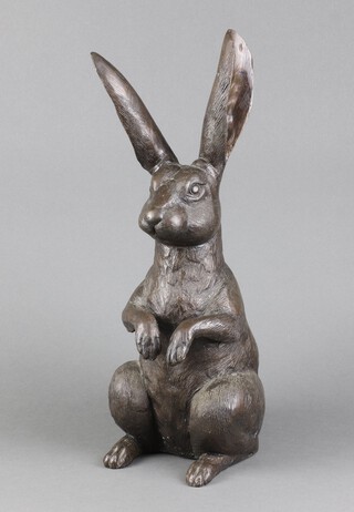 A 20th Century bronze figure of a seated hare 40cm h x 15cm w x 16cm d 