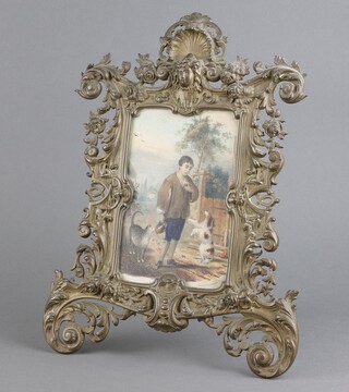 A 19th/20th Century embossed gilt metal easel photograph/mirror frame 37cm h x 27cm w 