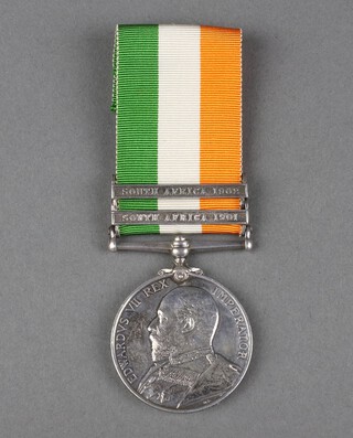 A Kings South Africa medal 1902, 2 bars South Africa 1901 and 1902 to 2700 Pte. F Cook Bedford Regiment 