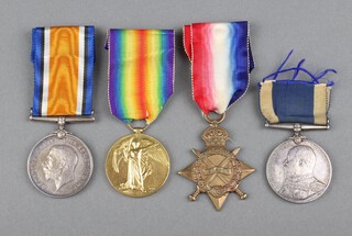 A group of 4 medals to 169229 T Pattison Blacksmith late Chief Blacksmith Royal Navy comprising 1914-15 Star, British War medal, Victory medal, Edward VII issue Naval Long Service Good Conduct medal named to Blacksmith HMS Tenedos  