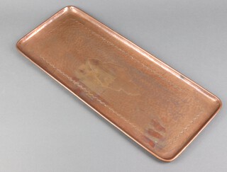 A Newlyn rectangular planished copper bottle tray 44cm x 18cm 