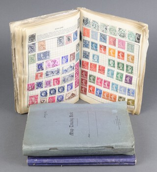 An album of various mint and used world stamps including Germany, Italy, Norway and a collection of stamped envelopes including Second World War on active service and an exercise book of loose used stamps 