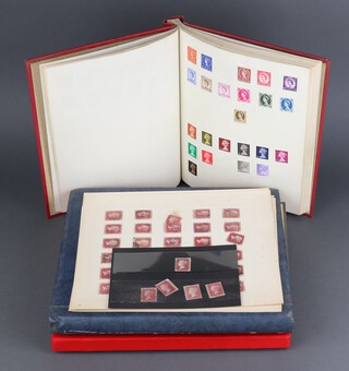 Three albums of GB mint and used stamps - Victoria to Elizabeth II and various sheets of penny reds 