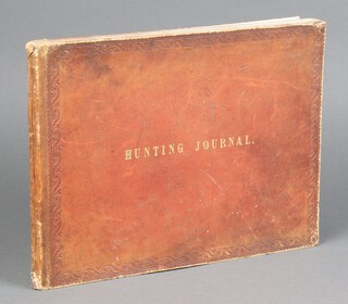 A Victorian Websters Hunting Journal, bound in brown leather, front board gilt title and blind tooled borders, compete with notes and remarks from the 1866/67/68 seasons  