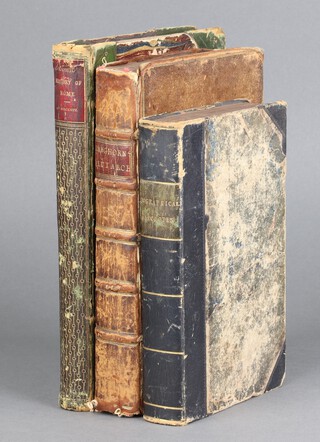 Two 18th Century volumes to include :- Plutarchs Lives By Langhorne and Langhorne Voll II 1770, Biographical Anecdotes of the Founders of the French Republic 1797 together with The Comic History of Rome by Abbot & Beckett illustrations by John Leech (mid 19th Century)