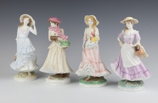 Four Royal Worcester limited edition figures from The Four Seasons Collection - Autumn no.359/7500, Winter 1831/7500, Spring 1984/7500 and Summer 481/7500 25cm 