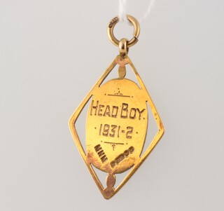 A 9ct yellow gold fob, 1.7 grams 