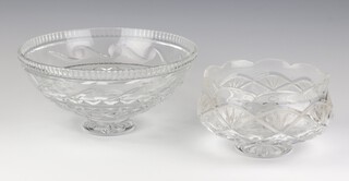 A Waterford Crystal circular fruit bowl with bright cut decoration 29cm, ditto pedestal bowl 19cm 