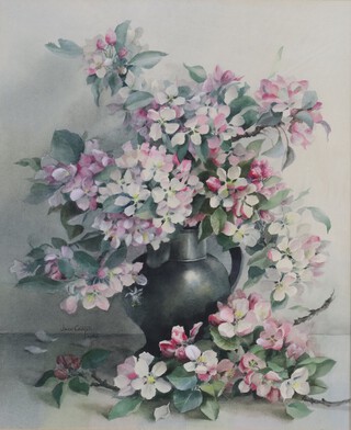 Jack Carter 1980 (British 1912-1992), watercolour, still life apple blossom, label on verso 45cm x 37cm 