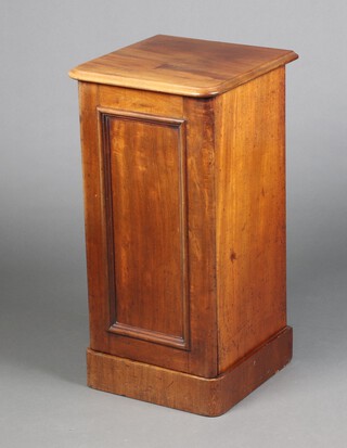 A Victorian bleached mahogany pot cupboard enclosed by a panelled door 73cm h x 37cm w x 37cm d  