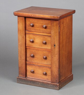 A Victorian mahogany apprentice Wellington chest of 4 long drawers 53cm h x 36cm w x 27cm d 