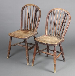 Glenister, a War Office issue elm Windsor hoop back dining chair marked Glenister Makers Wycombe 1915 with crows foot mark and W121S and 1 other marked Ben Goodear & Sons 1916 JB, crows foot mark and W 85cm h x 38cm w x 44cm d (seat 26cm x 35cm d) 