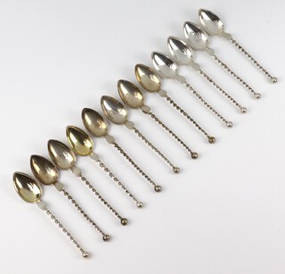 Twelve 830 standard teaspoons with twist stems 102 grams 