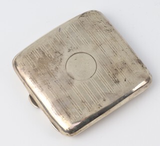 A silver engine turned cigarette case Birmingham 1919, 96 grams gross 