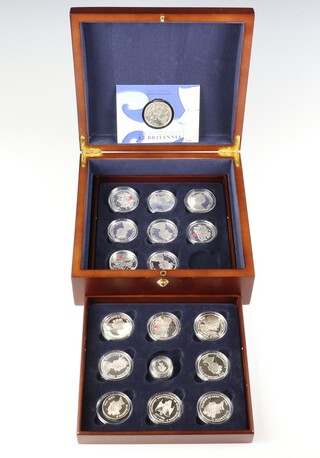 Eighteen commemorative silver coins, mixed series and dates 