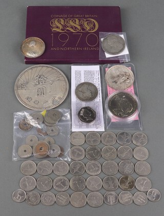 A replica Battle of Vigo Bay Queen Anne medal 1702 and minor coins and crowns 