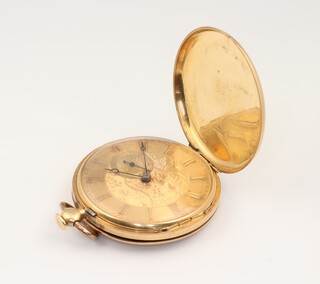 An 18ct yellow hunter pocket watch in a 45mm case, gross weight including movement 59.2 grams 