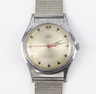 A gentleman's steel cased Ankra Sport wristwatch contained in a 34mm case on a mesh steel bracelet, in working order 