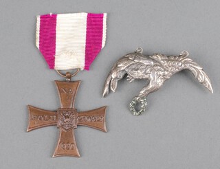 A Polish Cross of Valour together with a silver Polish Air Force wings 