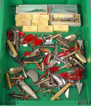 A collection of approx. 80 vintage fishing lures including Hardy, Helicoil, Alcocks, some boxed 