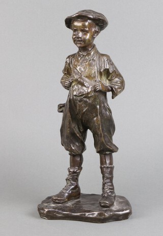 J Cardona, a bronze figure of a standing boy, marked CA37, 30cm h x 14cm w x 9cm d 