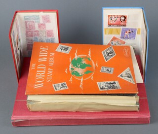 A red stock of mint and used GB stamps George V to Elizabeth II, a Worldwide album of mint and used world stamps  GB, Germany, Denmark, Austria, Sweden, Romania, Peru, Hungary and  2 small stock books of world stamps 