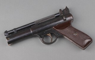 A pre war Webley and Scott Senior .22 break barrel air pistol serial S17868 batch 898 (no Webley impress to slanted grip)