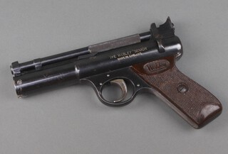 A post war Webley and Scott Senior .22 break barrel air pistol, no serial, batch 188 (Webley impress to slanted grip)