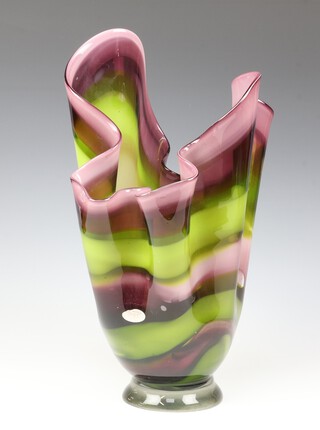 An ICET Arte Murano multi coloured handkerchief vase 38cm, with original label 