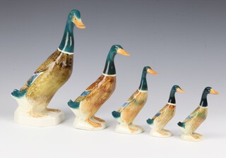 A Beswick figure of an Indian Runner duck 902 25cm, a ditto 756/1 19cm, a ditto 736/2 15cm, 2 others 754/2 11cm  