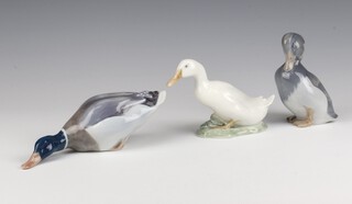 Three Royal Copenhagen figures of ducks - 120 15cm,  1192 12cm and 1941 10cm 