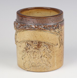 A Victorian stoneware tobacco jar with coat of arms 12cm 