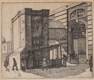 Isabel Westland, etching signed in pencil "St John's Market Liverpool" 18cm x 22cm 