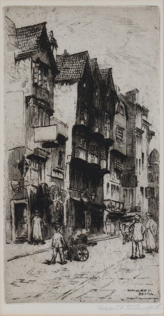 Susan F Crawford (died 1913), etching signed in pencil, "Mary Le Port Street Bristol" 30cm x 16cm  