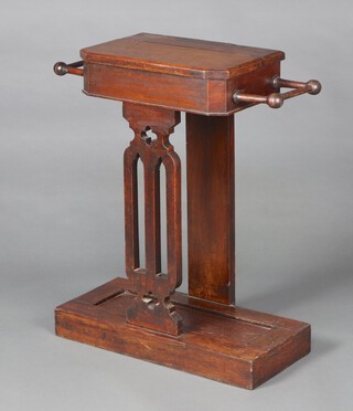 A Victorian mahogany hall stand with fitted glove box and umbrella stand to the side 78cm h x 62cm w x 28cm d 