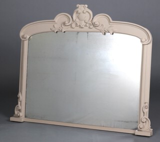 A 19th Century style, Continental arch shaped over mantel mirror contained in a grey painted frame 99cm h x 123cm w x 9cm d 