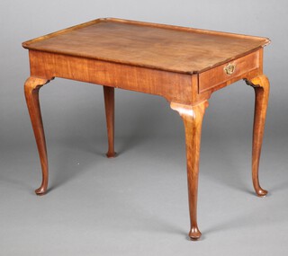 A 19th Century rectangular mahogany silver table fitted 2 drawers, raised on cabriole supports 71cm h x 94cm w x 61cm d 