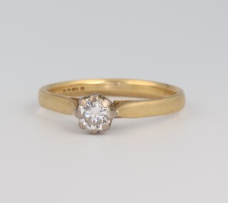 An 18ct yellow gold single stone diamond ring, approx. 0.25ct, size N, 2.4 grams 