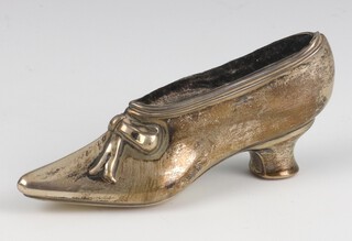 An Edwardian novelty silver pin cushion in the form of a shoe Birmingham 1904 8cm 