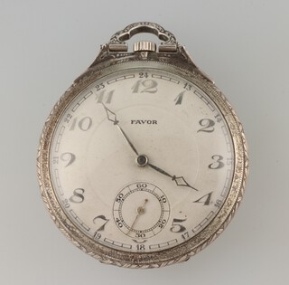 A gentleman's Continental 800 standard Art Deco pocket watch with seconds at 6 o'clock, the dial inscribed Favor, 45mm 