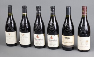 Six bottles of Chateauneuf du pape red wine - Domaine Juliette Avril 2005 (x2), La Bernardine 2004 (x2), Palais de Anciens 2008 and Clos Saint Jean 1998 