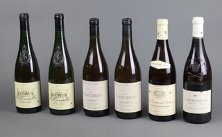 Six bottles of white wine to include 2 bottles of Saumur Les Carrielles 2004, 2 Sancerre Les Baudrieres 2005 a Domaine Du Chateau Gris Nuits-Saint-Georges 2006 and a Cuvee du Vatican Chateauneuf du pape reserve sixtine 2009 