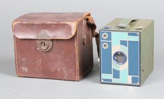 A Beau Brownie Doublet lens camera complete with leather carrying case 