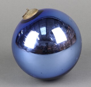 A Victorian blue glass "witches" ball 15cm