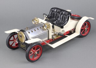 A Mamod steam Rolls Royce SA1 car in white, with fuel tray, unboxed, 40cm x 16cm 